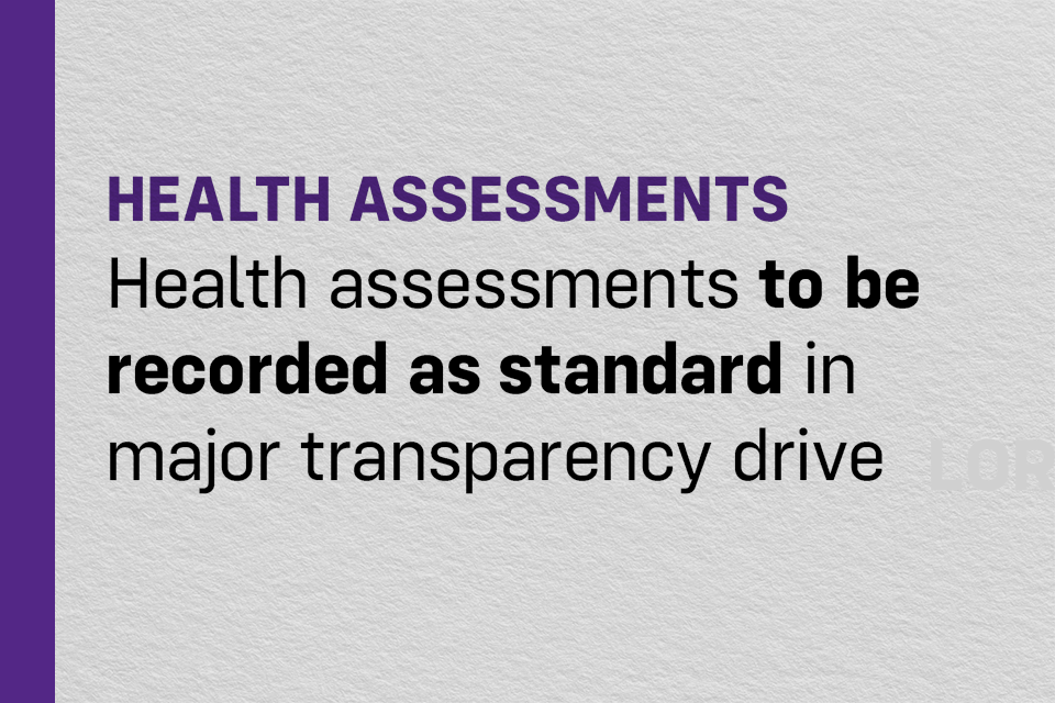 Health assessments to be recorded as standard in major transparency drive