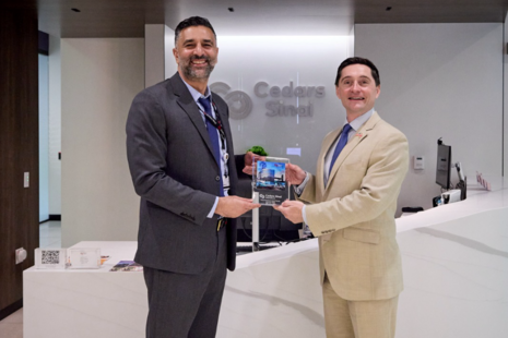 MHRA CEO, Lawrence Tallon, (right) with Heitham Hassoun the Chief Executive for International at Cedars-Sinai in Los Angeles
