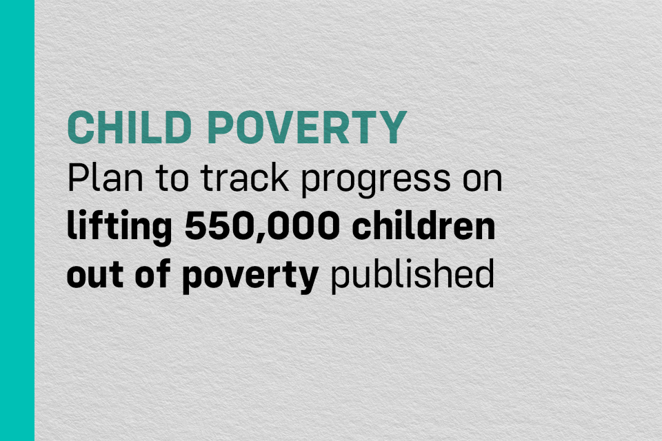 Plan to track progress on lifting 550,000 children out of poverty published