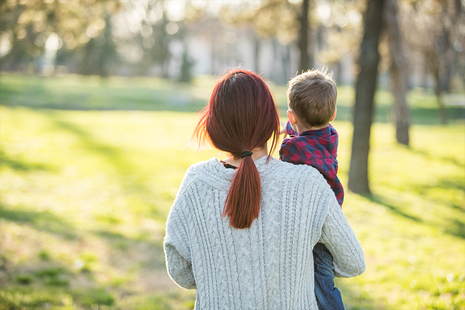 Woman holding child
