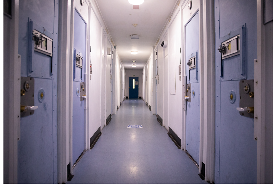 Corridor of prison cell doors