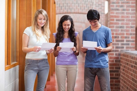 Students receiving their exam results