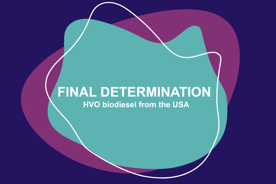 TRA publishes final determination on HVO biodiesel from the USA