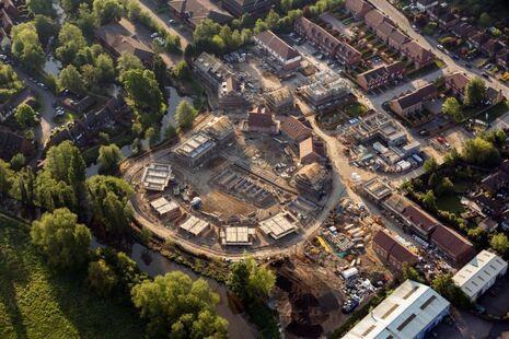 Aerial photo of a building site