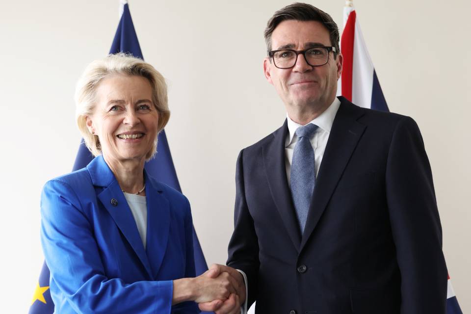 New York, United States. Prime Minister Andy Burnham bilateral meeting with Ursula von der Leyen, President of the European Commission during the United Nations General Assembly at the United Nations Headquarters in New York