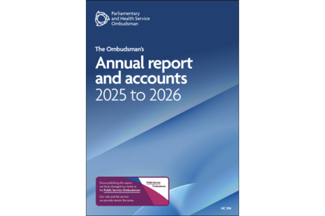 Decorative cover of report with title The Ombudsman's Annual report and accounts 2025 to 2026