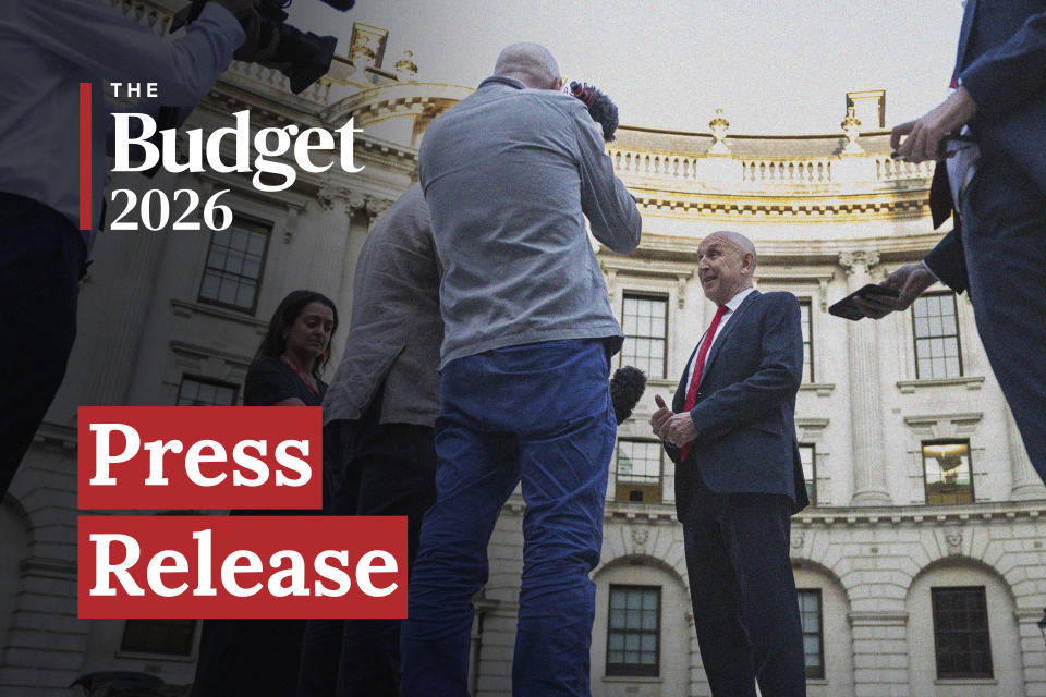 Official Budget 2026 announcement banner from HM Treasury